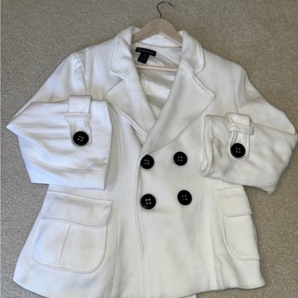 INC International Concepts White Double Breasted Pea Coat Womens Size XL